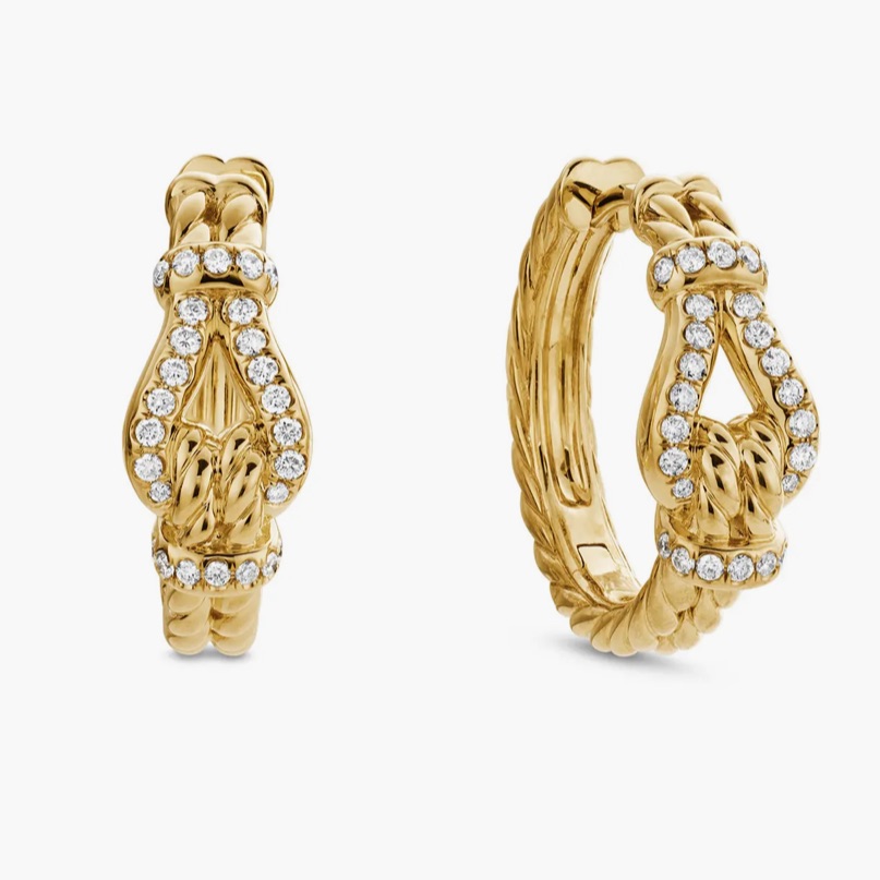 David Yurman Thoroughbred Loop Hoop Earrings With Pav Diamonds